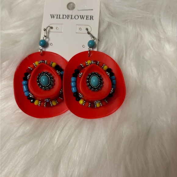 Wildflowers Jewelry - Wildflowers Red and Blue Beaded Earrings